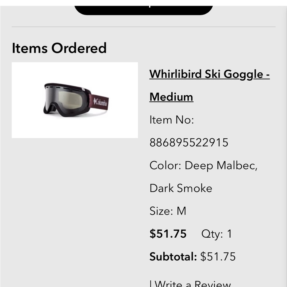 Columbia Deep Malbec Ski Goggles